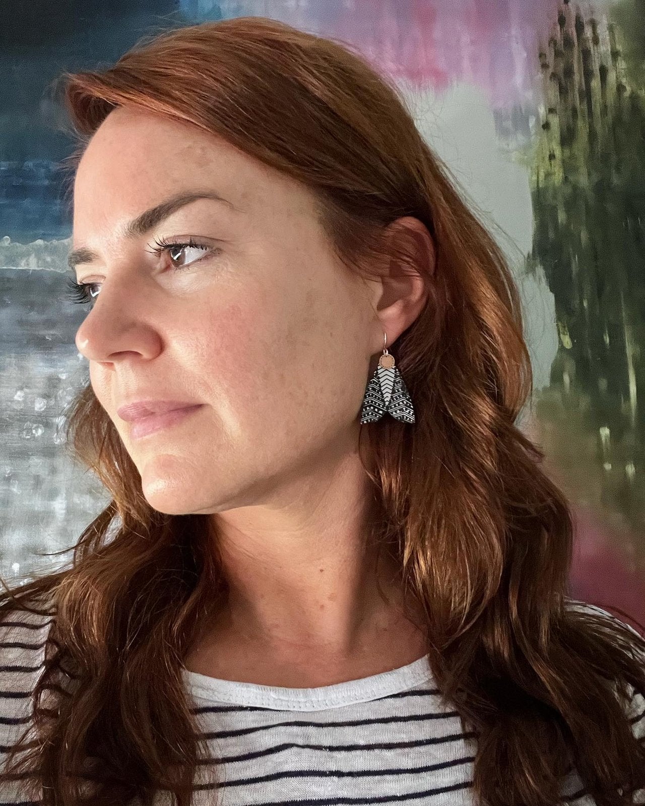 Moth Earrings – Etched Stainless Steel and Brass, Black