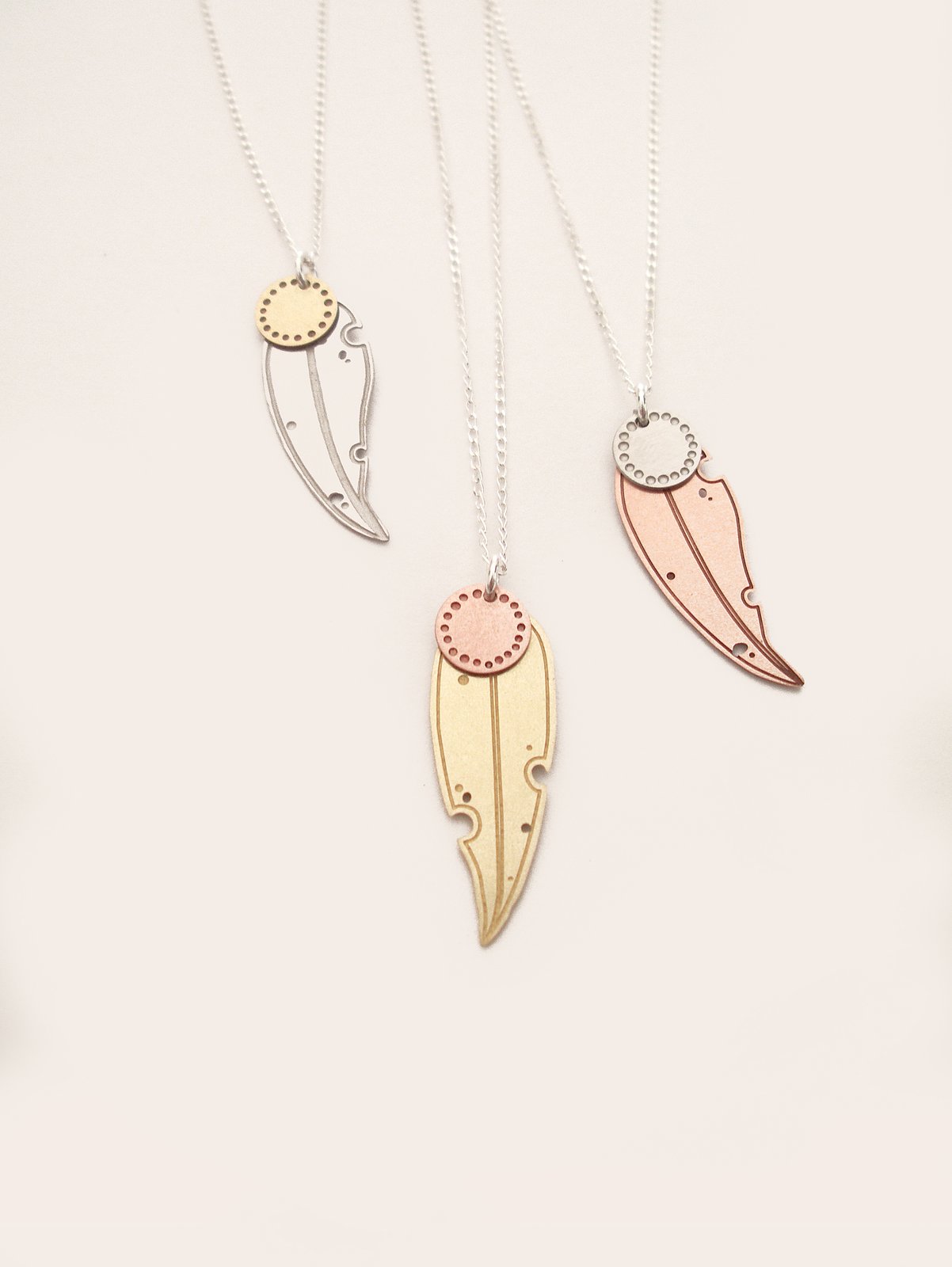 Gum Dot Blossom Necklace - Etched Copper and Stainless Steel
