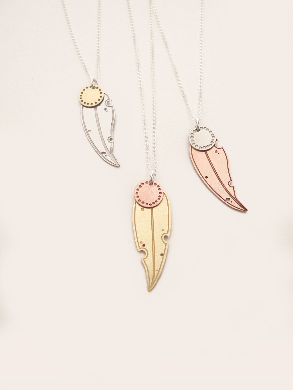 Gum Dot Blossom Necklace - Etched Brass and Copper