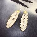 Senna Leaf Blossom Dot Earrings – Etched Brass, White