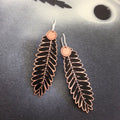 Senna Leaf Blossom Dot Earrings – Etched Copper, Black