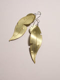 Gum Leaf with Bloom Earring - Etched Brass