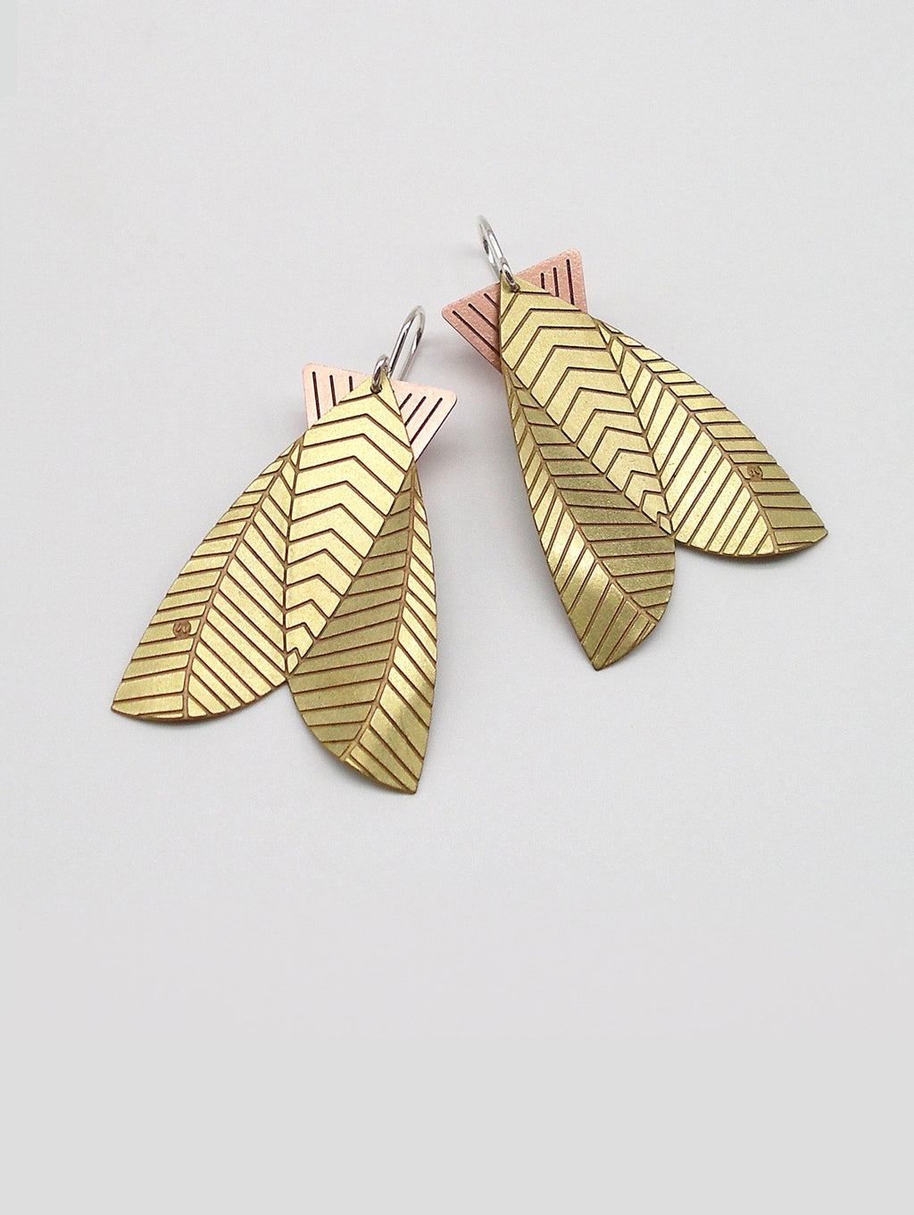 Moth Earrings – Fold-Formed Etched Brass and Copper