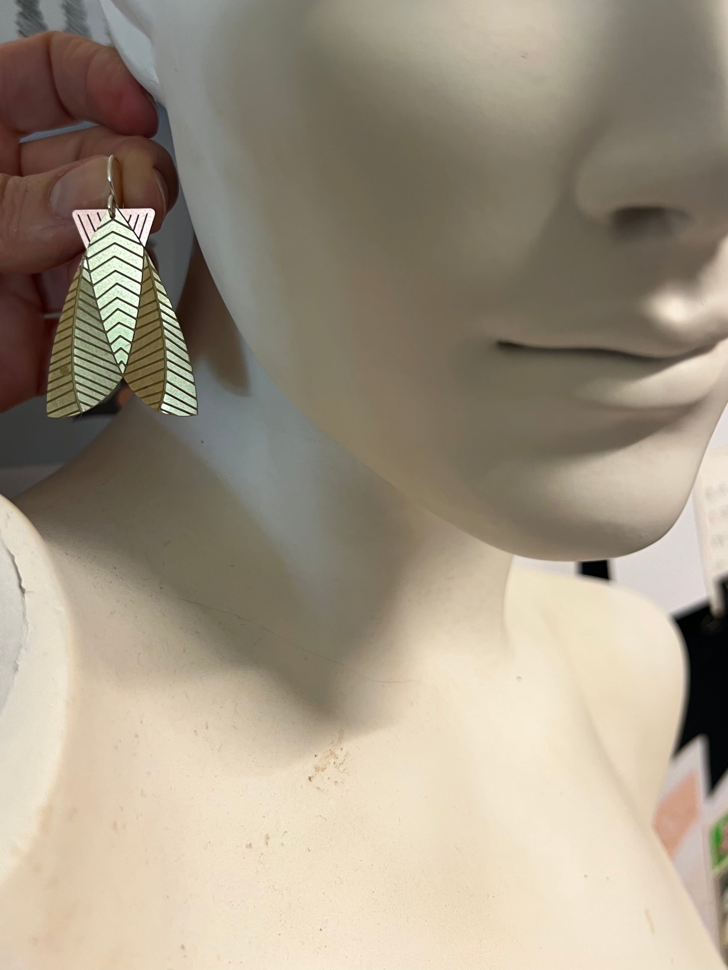 Moth Earrings – Fold-Formed Etched Brass and Copper