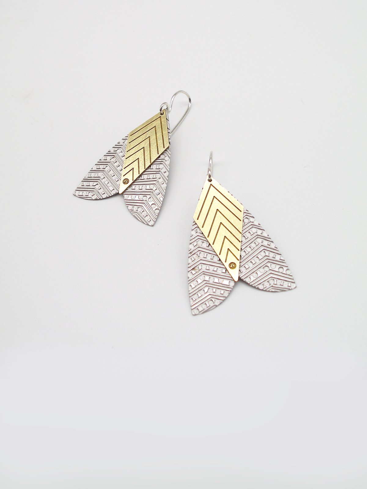 Moth Earrings – Etched Stainless Steel and Brass