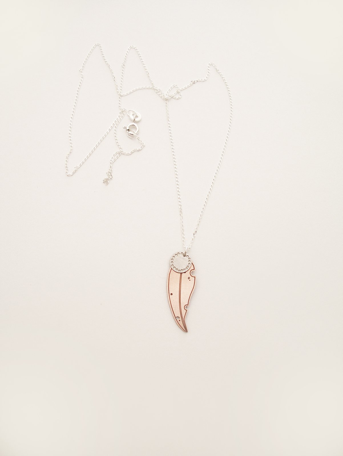 Gum Dot Blossom Necklace - Etched Copper and Stainless Steel