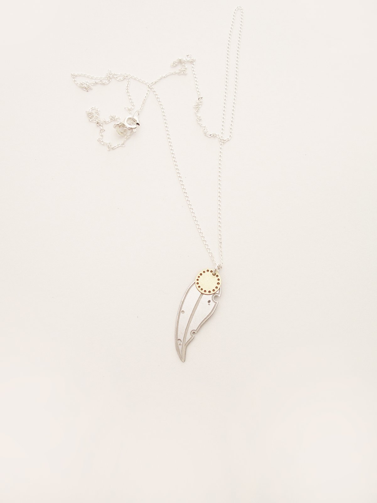 Gum Dot Blossom Necklace - Etched Stainless Steel and Brass