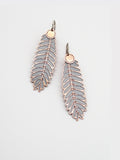 Senna Leaf Blossom Dot Earrings  – Etched Copper, Grey
