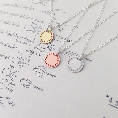 Blossom Dot Necklace – Etched Brass